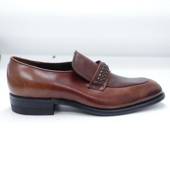 Mason Classics Oxford Dress Shoes Mens Size 9.5C Brown Leather Apron Toe Slip-On